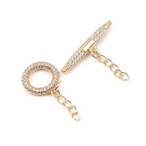 Toggle slot (T-slot) met strass - 18K real gold plated