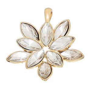Hanger Flower Gold Plated  With Clear Glass Rhinestone