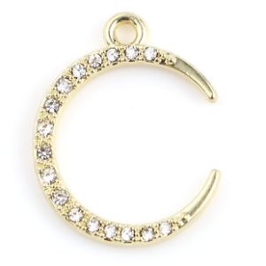 Hanger halve maan - gold plated met strass