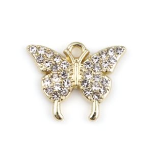 Hanger vlindertje met strass - gold plated