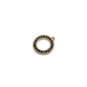 Hanger Circel met strass black - gold plated