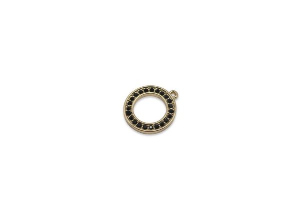 Hanger Circel met strass black - gold plated