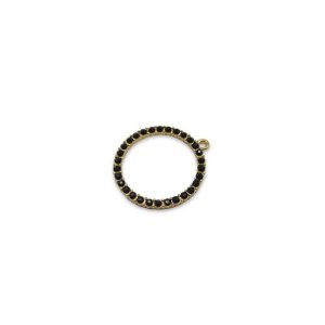 Hanger Circel met strass black - gold plated