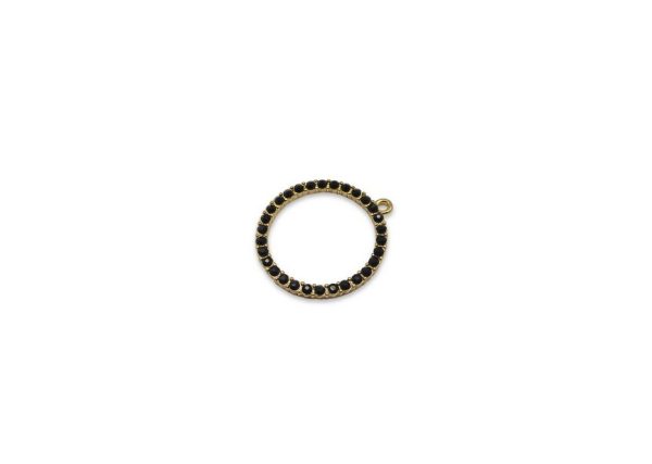 Hanger Circel met strass black - gold plated