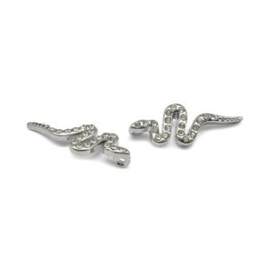 Hanger slang met strass - silver plated