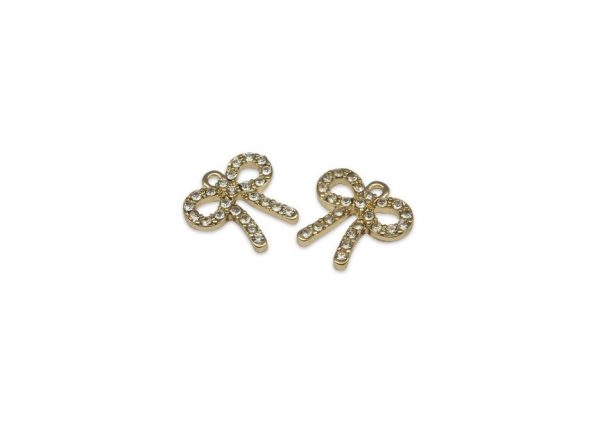 Hanger strikje met strass  - gold plated