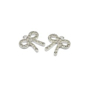 Hanger strikje met strass  - silver plated