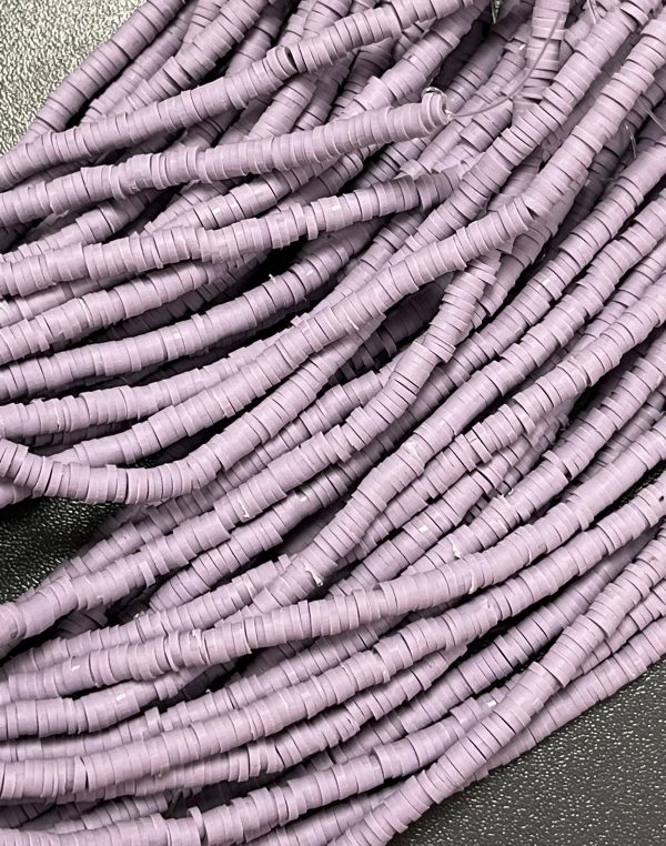 Katsuki beads 4mm op streng -  lila/grijs  - Super promotie
