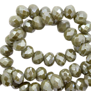 Briolette top quality - 3x2mm - Dried herb green pearl shine coating - 70164