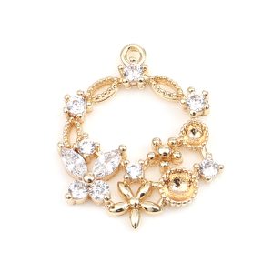 Bedeltje circle ring butterfly - 18K real gold plated - strass