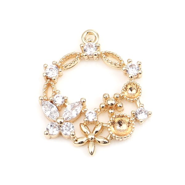 Bedeltje circle ring butterfly - 18K real gold plated - strass