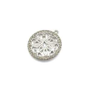 Bedeltje munt met strass - silver plated