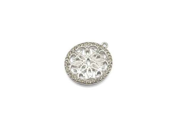 Bedeltje munt met strass - silver plated