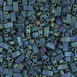 Half Tila bead 5x2.3mm - matte metallic blue green iris - 2064
