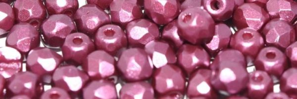 Firepolish Facet 3mm - alabaster pastel burgundy - 02010/25031