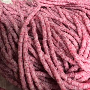 Katsuki beads 4mm op streng -  gespikkeld fucshia  - Super promotie
