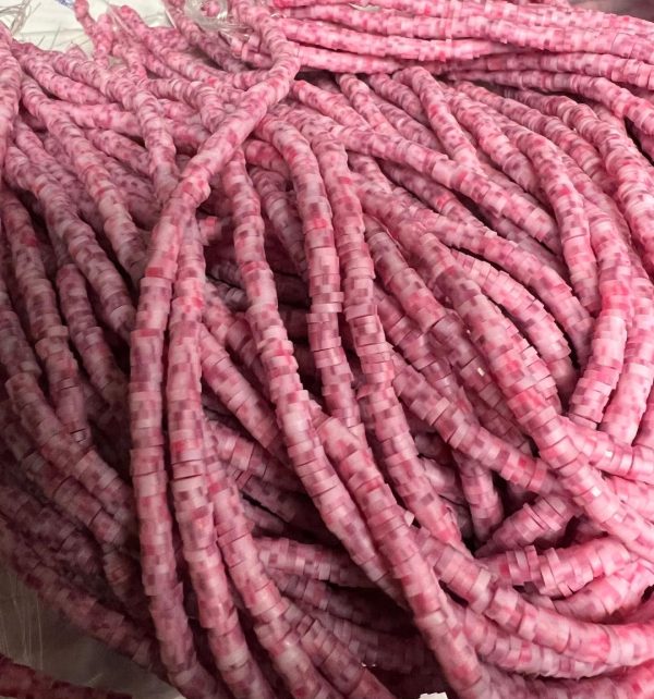 Katsuki beads 4mm op streng -  gespikkeld fucshia  - Super promotie