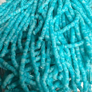 Katsuki beads 4mm op streng -  gespikkeld turquoise  - Super promotie