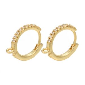 Creool oorbellen met strass - 18K real gold plated