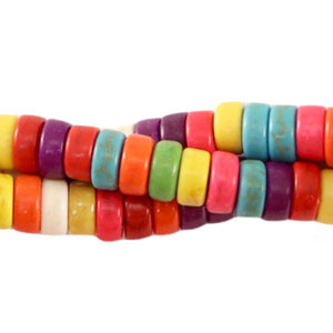 Disc natuursteen kralen Howlite 6x3mm - multicolour