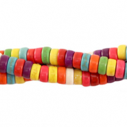 Disc natuursteen kralen Howlite 4x2mm - multicolour