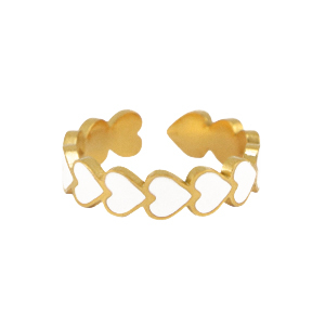 Ring in edelstaal - hartje wit/goud