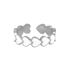 Ring in edelstaal - hartje wit/zilver