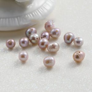 Zoetwaterparels roos rond  -   +/- 8mm