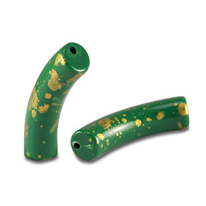 Acryl tube - 32x8mm - shiny dark green gold