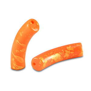 Acryl tube - 32x8mm - shiny orange gold