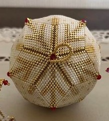 Schema kerstbal 3D  van setje - wit/goud