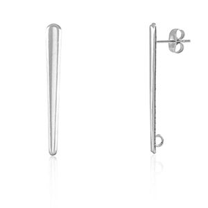 Oorsteker ovaal lang met oogje - edelstaal silver - 82693