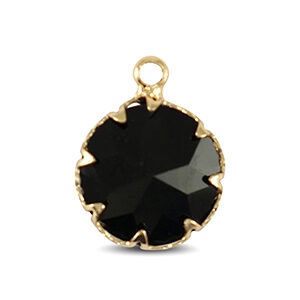 hangertje rond crystal glas - zwart /gold