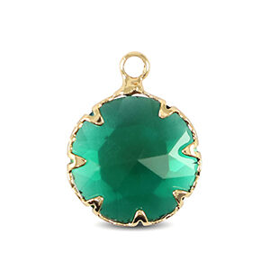 hangertje rond crystal glas - classic green/gold