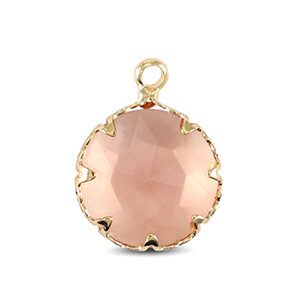 hangertje rond crystal glas - pink /gold