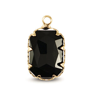 hangertje rechthoek crystal glas - zwart /gold