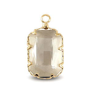 hangertje rechthoek crystal glas - black diamond/gold
