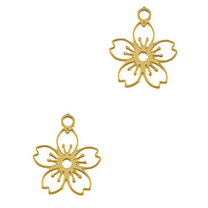 Bedeltje Bloemetje edelstaal gold - 83253