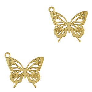 Bedeltje Vlinder edelstaal gold - 83255
