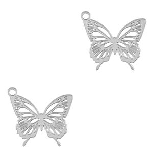 Bedeltje Vlinder edelstaal silver - 83256