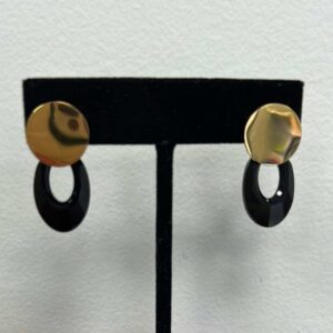 Pakketje oorbellen ovaal swarovski black-gold