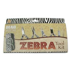 setje van diverse tangen in zebra etui
