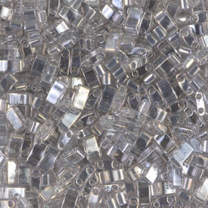 Half Tila bead 5x2.3mm - Trasparent Silver Gray Gold Luster - 1881