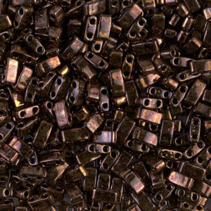 Half Tila bead 5x2.3mm - Metallic Dark Raspberry Iris - 457B
