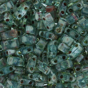 Half Tila bead 5x2.3mm - Trasparent Sea Foam Picasso - 4506