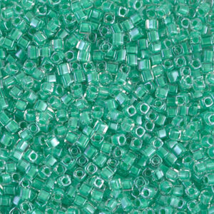 Cube beads 1.8mm - Dark Mint Green Lined Crystal - 219