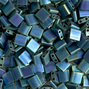 Tila Bead 5 x 5mm - Mat Metallic Blue Green Iris - 2064