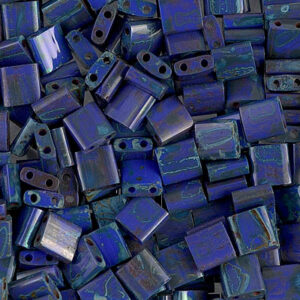 Tila Bead 5 x 5mm - Opaque Cobalt Picasso - 4518