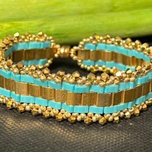 pakketje armband EVA - turquoise/goud