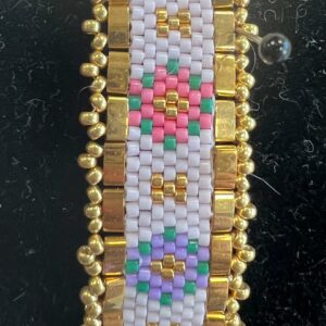 pakketje armband LENTEBLOEM - lila/goud